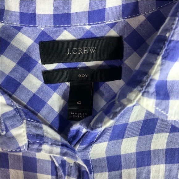J Crew Gingham Boy Button Shirt Size 4 - Picture 2 of 2